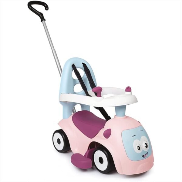 From 6 months - a practical pushchair including push bar for parents, a steering wheel with electronic horn with different sounds and fun googly eyes to play with
