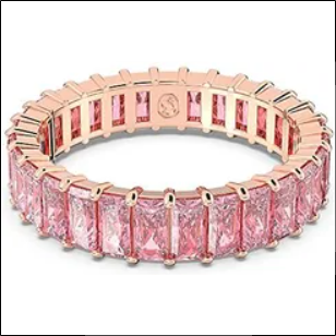 SWAROVSKI MATRIX RING, BAGUETTE CUT, PINK, PINK GOLD PLATED, PINK GOLD PLATED, ZIRCONIA, CRYSTALS;ANILLO SWAROVSKI MATRIX, CORTE BAGUETTE, ROSA, CHAPADO EN ORO ROSA, CHAPADO EN ORO ROSA, CIRCONITAS, CRISTALES