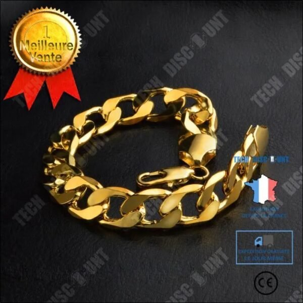 TD® 18k Yellow Gold Plated 9" Figaro Chain 10mm Wide Bracelet for Men Gift;Pulsera Figaro de 9" con Cadena de 10 mm de Ancho chapada en Oro Amarillo de 18 quilates TD® para Regalo de Hombre