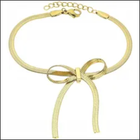 Ttm Xuping Bracelet Gold Surgical Steel Snake Bowknot Gold Plated Ttm;Pulsera Ttm Xuping Con Lazo De Serpiente De Acero Quirúrgico Dorado Chapado En Oro Ttm