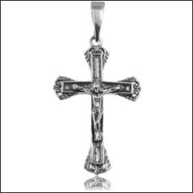 Valerio Elegant oxidized silver pendant large double-sided cross on a thick chain with the image of Christ silver 925 PT_K198;Valerio Elegante colgante de plata oxidada gran cruz de doble cara sobre una cadena gruesa con la imagen de Cristo plata 925 PT_K198