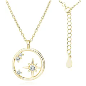 Valerio.Pl Gold-plated silver necklace stars celebrity circle polar star zircons silver 925 Z1967NG_W;Valerio.Pl Collar de plata chapado en oro estrellas círculo de celebridades circonitas de estrella polar plata 925 Z1967NG_W