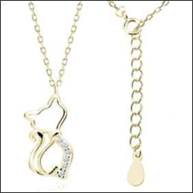Valerio.Pl Gold-plated silver necklace stars celebrity kitty cat white zircons silver 925 Z1980NG_W;Valerio.Pl Collar de plata chapado en oro estrellas celebridad gatito gato circonitas blancas plata 925 Z1980NG_W