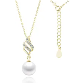 Valerio.Pl Gold-plated silver necklace stars celebrity pearl pearl white zirconia silver 925 Z1834NG_W;Valerio.Pl Collar de plata chapado en oro estrellas perla de celebridad perla circonita blanca plata 925 Z1834NG_W