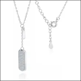 Valerio.Pl Necklace Stars Celebrity Dog Tag White Zircons Silver 925 Z1847Nr;Valerio.Pl Collar Estrellas Etiqueta de Perro de Celebridad Circonitas Blancas Plata 925 Z1847Nr