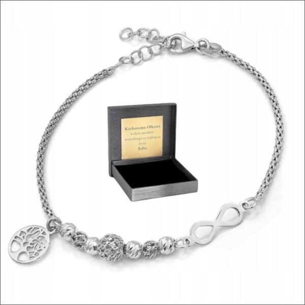 womens 925 silver bracelet rhodium plated engraved