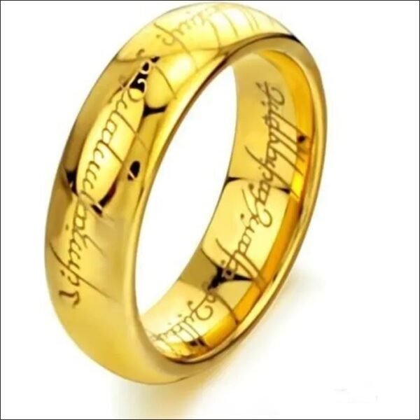 Women's men's ring in gold stainless steel Lord of the Rings (65);Anillo de hombre para mujer en acero inoxidable dorado El Señor de los Anillos (65)