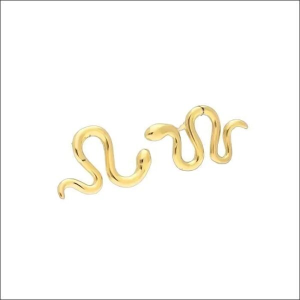 Women's or Men's Snake Shape Earrings 750/1000 Yellow Gold Plated 3 Microns;Pendientes con Forma de Serpiente para Mujer o Hombre Chapados en Oro Amarillo 750/1000 de 3 Micras