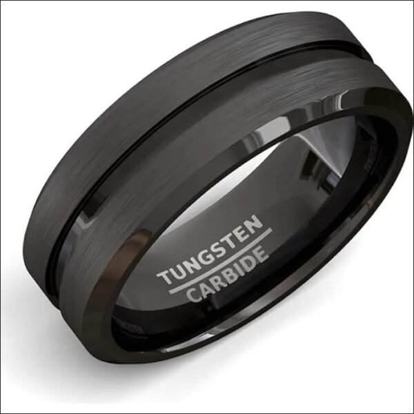 ZENSE matte black steel men's ring - ZR0170 - Width 8mm - Weight 7g;Anillo de hombre de acero negro mate ZENSE-ZR0170-Ancho 8 mm-Peso 7 g