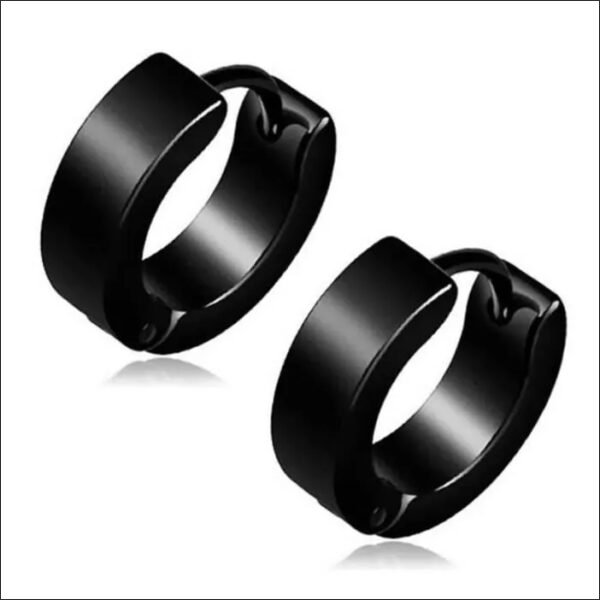 Zense - Men's black hoop earrings ZE0062;Zense-Pendientes de aro negros para hombre ZE0062