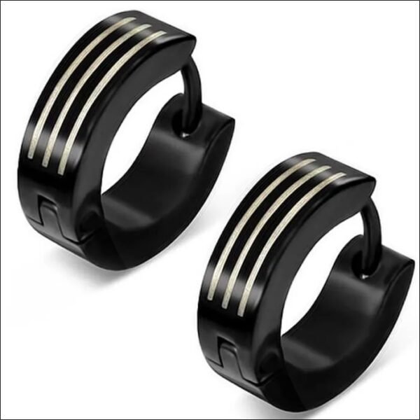 ZENSE - Men's black steel earrings ZE0032-EPC;ZENSE-Pendientes de acero negro para hombre ZE0032-EPC