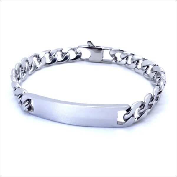 Zense - Men's chain bracelet with links and plate ZB0330;Zense-Pulsera de cadena para hombre con eslabones y placa ZB0330