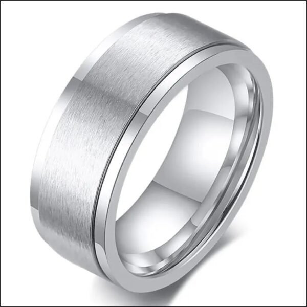 Zense - Men's rotating ring in matte silver color ZR0158;Zense-Anillo giratorio para hombre en color plata mate ZR0158