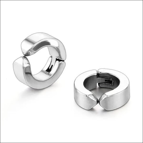 Zense - Men's silver hoop earrings without ear piercing ZE0069;Zense-Pendientes de aro de plata para hombre sin piercing en la oreja ZE0069