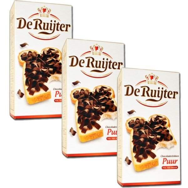 3 x De Ruijter Chocolade-Vlokken Puur - Dark Chocolate Flakes 300 g