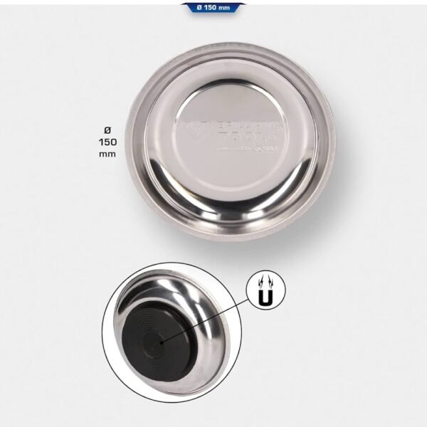 BRILLIANT TOOLS BT691160 Stainless Steel Magnetic Plate Diameter 15 cm [Powered by KS Tools]