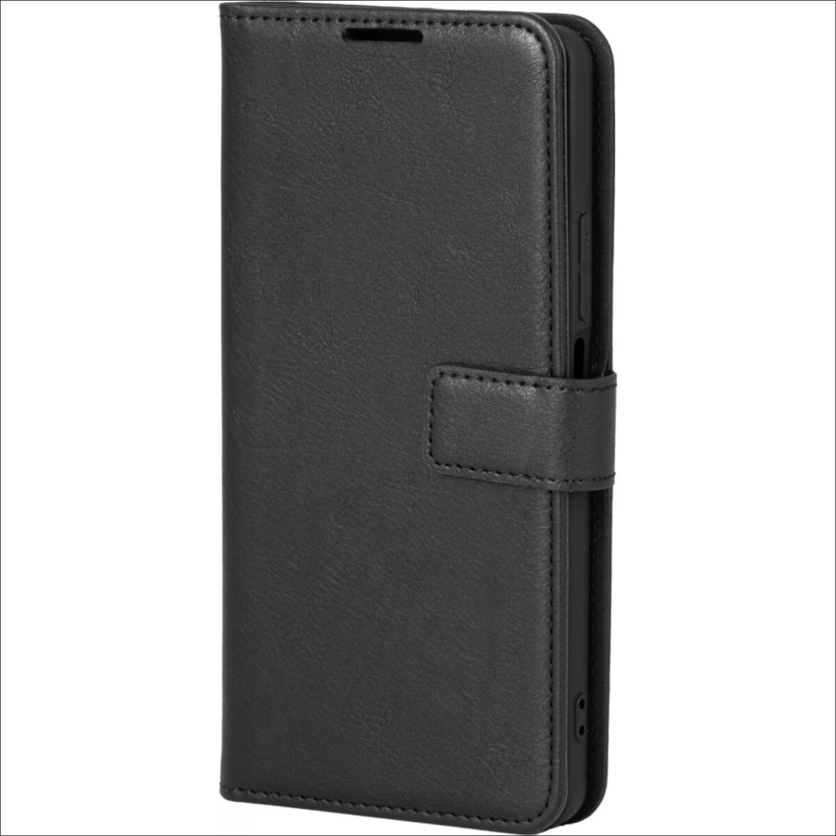 A sleek and durable flip case designed specifically for the Xiaomi Redmi Note 13 5G, featuring high-quality TPU and synthetic leather materials, compatibility with wireless charging, card slot, screen scratch protection, integrated stand, magnetic closure, and precise cutouts for connectors and buttons.