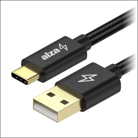 3-meter USB-A to USB-C 2.0 cable with durable aluminum connectors, black.