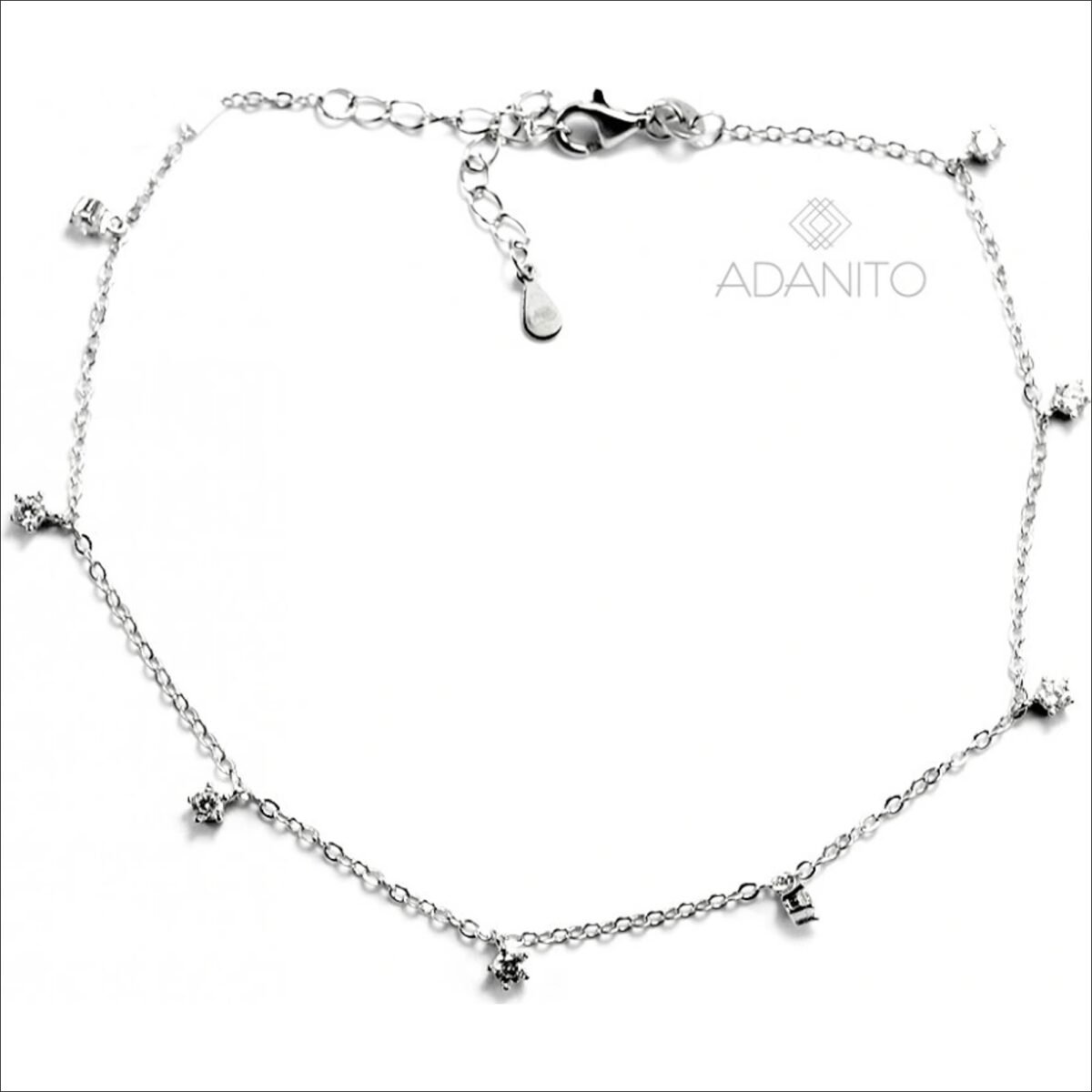Beneteau;Beneto beautiful silver ankle bracelet with zircons AGN33;Beneteau