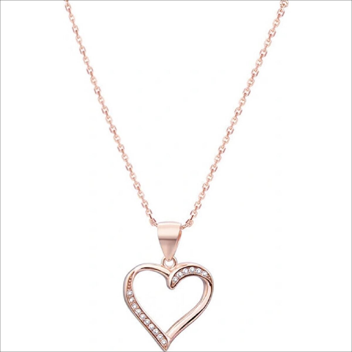 Beneto Růžově pozlacený stříbrný se srdcem AGS289/47-ROSE;Beneto Rose gold plated silver with heart AGS289/47-ROSE