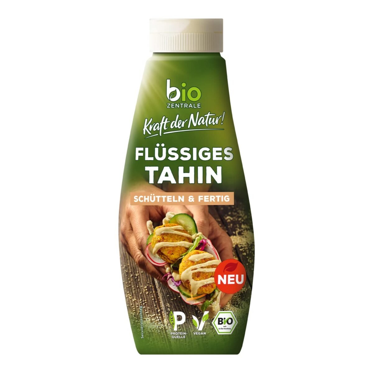 biozentrale Liquid Tahin | 310 g | Vegan & Gluten Free | in Squeeze Bottle, Shake & Ready | Protein Source | As Topping for Bowls or Refining Dips