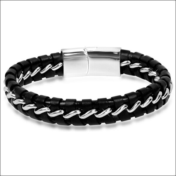 Braided leather bracelet Leather;Bracelet cuir tressé Cuir