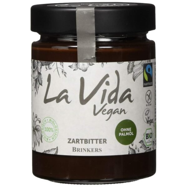 Brinkers La Vida Vegan Dark Cream 270 g, Ideal for Breakfast on Rolls, Vegan Organic Spread, Gluten Free and Palm Oil Free
