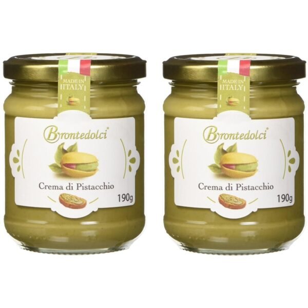 Brontedolci Pistachio Cream Sweet with 40% Pistachios from Sicily (Etna) 2 x 190 g Pack of 2