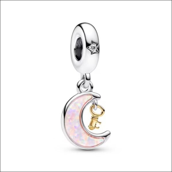 Charm pendant PANDORA Charm pendant Moon and Castle made of sterling silver;Pendentif charm PANDORA Pendentif charm Lune et Château en argent sterling