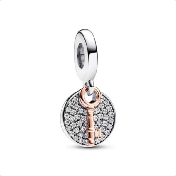 Charm Pendant Pandora Moments Double Charm Pendant Key to Happiness 783236C01;Pendentif à breloque Pandora Moments Pendentif à Breloque Double Clé du Bonheur 783236C01