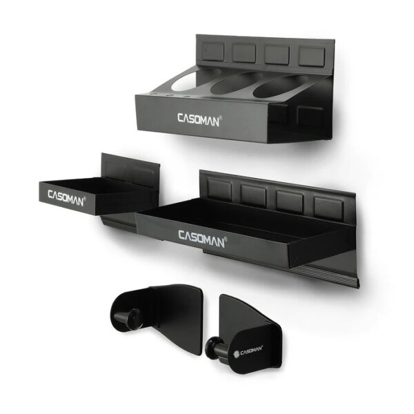 CASOMAN Magnetic Tool Box Shelf Paper Towel Holder Set of 4 Black Versatile Durable Magnets Any Metal Surface