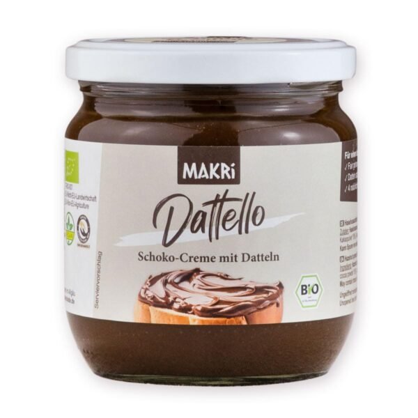 Dattello® Organic Chocolate Hazelnut Spread with Dates, No Refined Sugar, Vegan - Makri® 400 g (1 Glass)