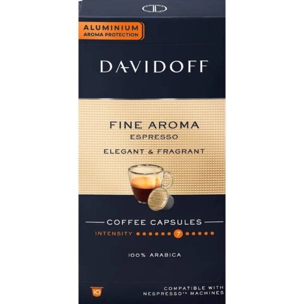 Davidoff Fine Aroma aluminum capsules for Nespresso 10pcs

Fine Aroma Espresso will delight you with its elegant taste with a touch of fruit and a sensual aroma. - Suitable for preparing: Ristretto, Espresso, Latte Macchiato, Cappuccino.