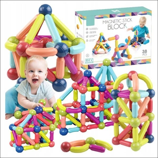 Magnetic blocks are an excellent educational game - it develops the child's creativity, teaches patience and concentration . The toddler will practice hand motor skills and eye coordination. He will learn to distinguish colors or match elements Fun in tandem with learning 