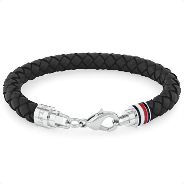 Elegant men's bracelet made of black leather 2790545;Bracelet élégant pour homme en cuir noir 2790545