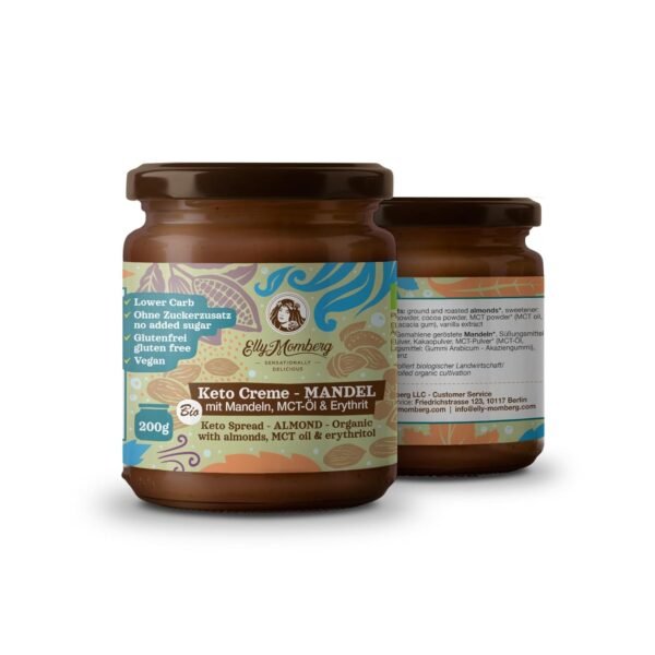 Elly Momberg - Organic Keto Chocolate Spread Almond with MCT Oil, for Low Carb and Keto Diet - No Added Sugar, Gluten Free - Vegan - No Maltitol 2 Pack (400 g)