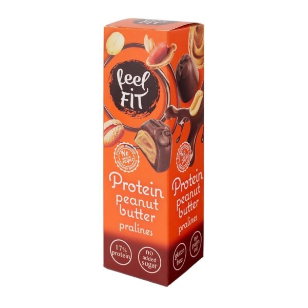 Feel FIT Protein Peanut Butter Chocolates in High-Quality Milk Chocolate, No Added Sugar, 17% Protein, Gluten Free, 33 g (1 Pack)