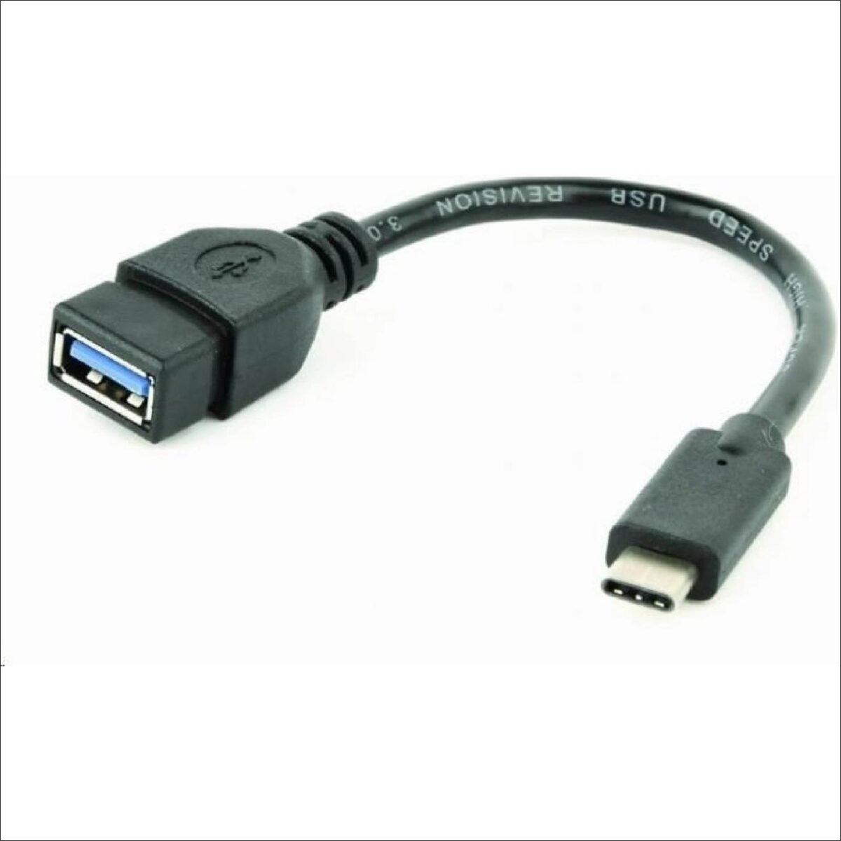 USB 3.0 OTG Type-C (Male) to Type-A (Female) adapter cable, 0.15 meters, black.