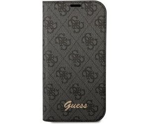 The Guess PC/TPU 4G Metal Camera Outline Book Case for iPhone 14 Pro in black combines style and protection.