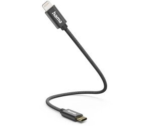 The Hama Charging Cable (USB-C to Lightning) is a compact and durable 0.2-meter cable made from high-quality nylon material.