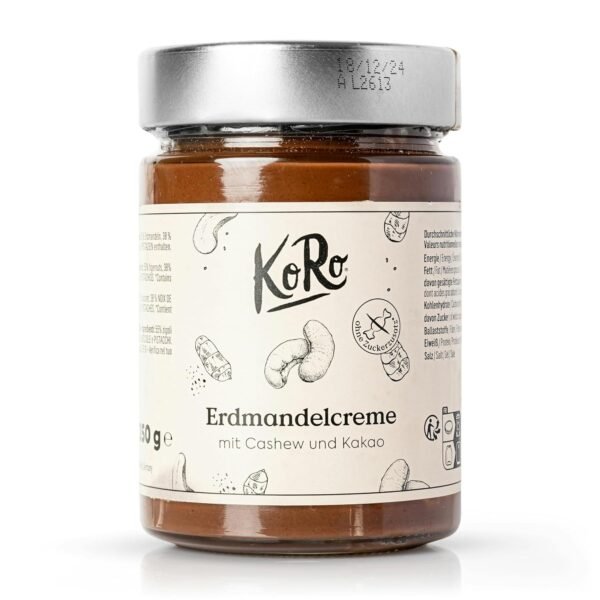 KoRo - Almond Cream with Cashew and Cocoa 350 g - Only Three Ingredients - High Nut Content - Vegan Spread - Topping for Pancakes, Waffles or Porridge