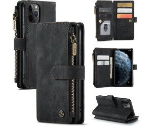 The LaimTop iPhone 11 Pro Max Phone Case is crafted from high-quality PU leather in a sleek black finish.