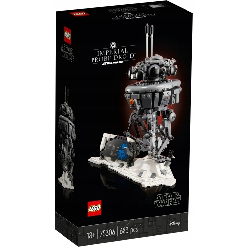 Recreate action scenes from Star Wars: The Empire Strikes Back on the ice planet of Hoth with the buildable Imperial Scout Droid (75306). The droid features posable legs and a transparent brick pole to position it over snowy terrain.