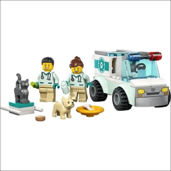 Little vets and animal lovers aged four and up will love this LEGO® City Veterinary Ambulance (60382) playset, featuring a toy ambulance, extendable stretcher, 2 vet minifigures, dog and cat figures and accessories for hours of play.