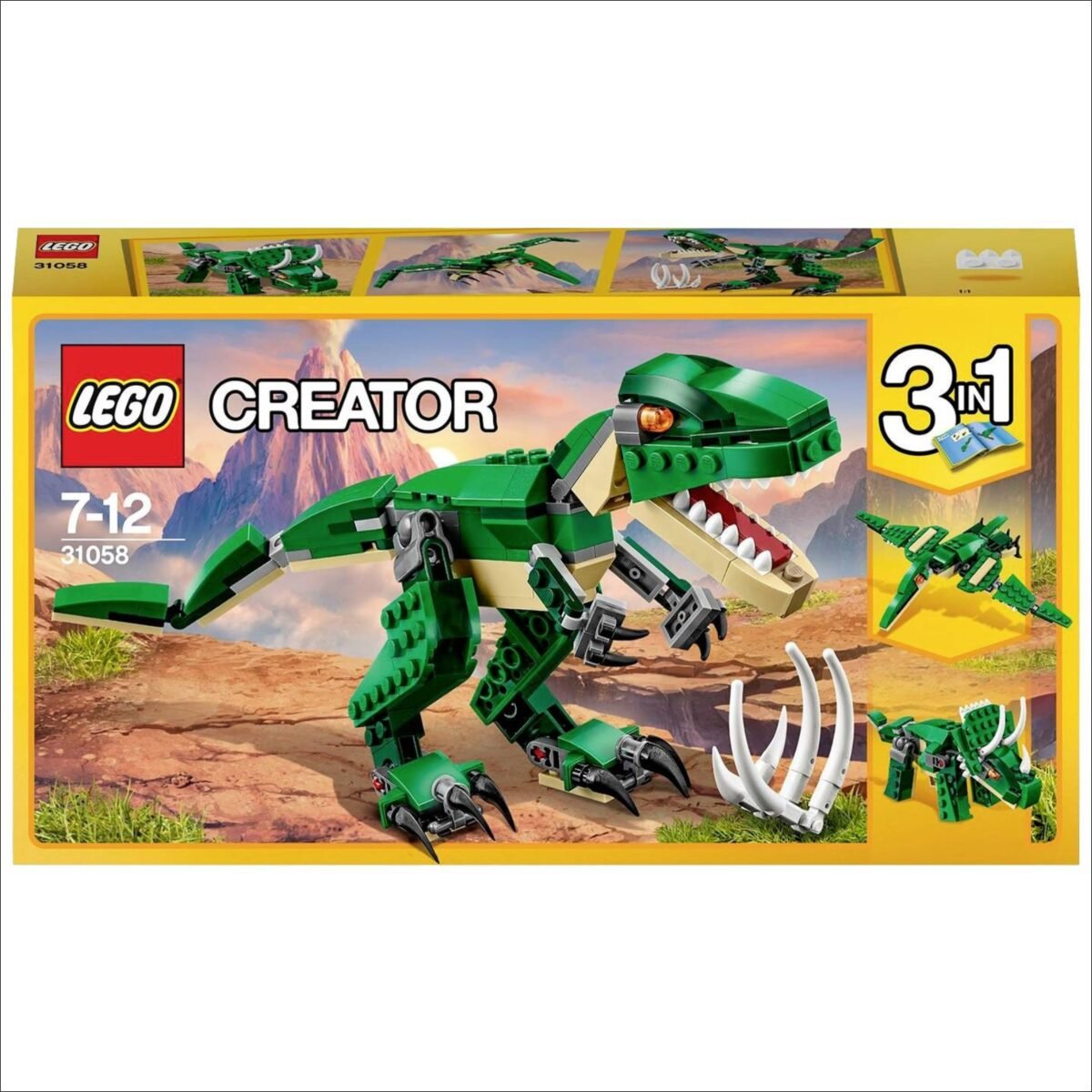 This set is full of fun! It features a T-Rex with posable legs and head, large claws and an opening mouth with pointed teeth.