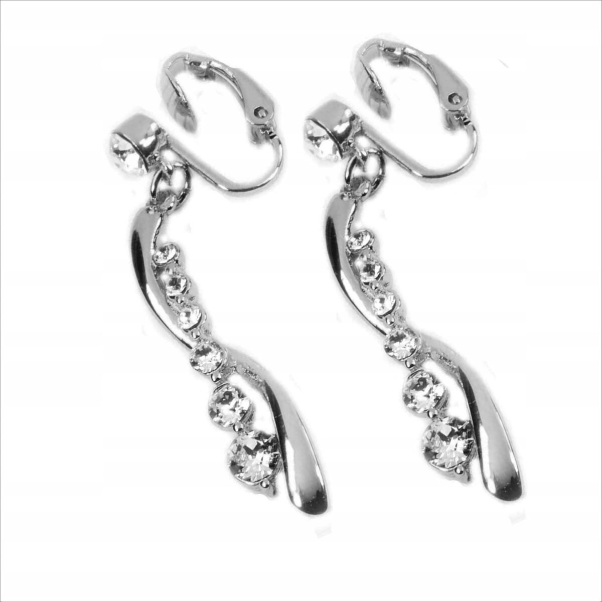 SzeblaJacek,Long silver Swarovski COLIBRA clips light