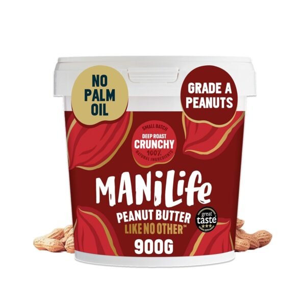 ManiLife Deep Roast Crunchy Peanut Butter 900g Tin Peanut Butter Made From Best Argentine Peanuts Vegan No Palm Oil No Added Sugar No GMO