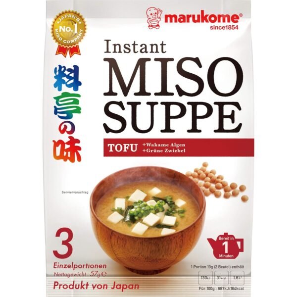 Marukome Instant Miso Soup (Japan with Tofu, MSG Free, Quick Preparation) 1 x 57g