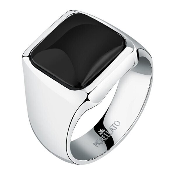Men's steel ring with agate Pietre S17370;Bague en acier pour hommes avec photos d'agate 17370