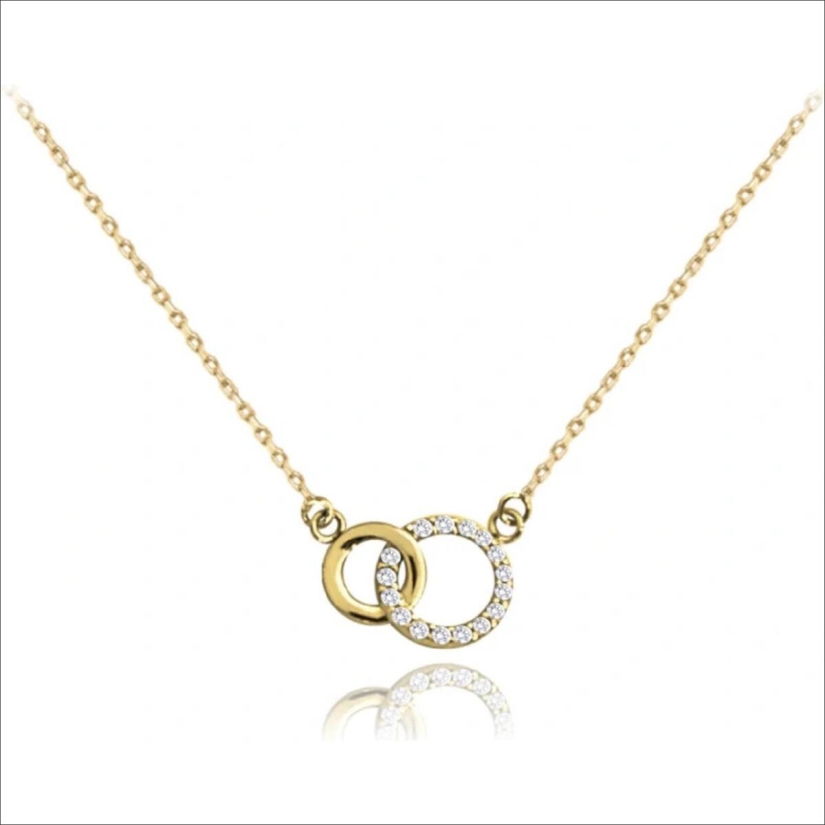 Minet Zlatý náhrdelník kroužky s bílými zirkony JMG0124WGN45;Minet Gold necklace rings with white zircons JMG0124WGN45